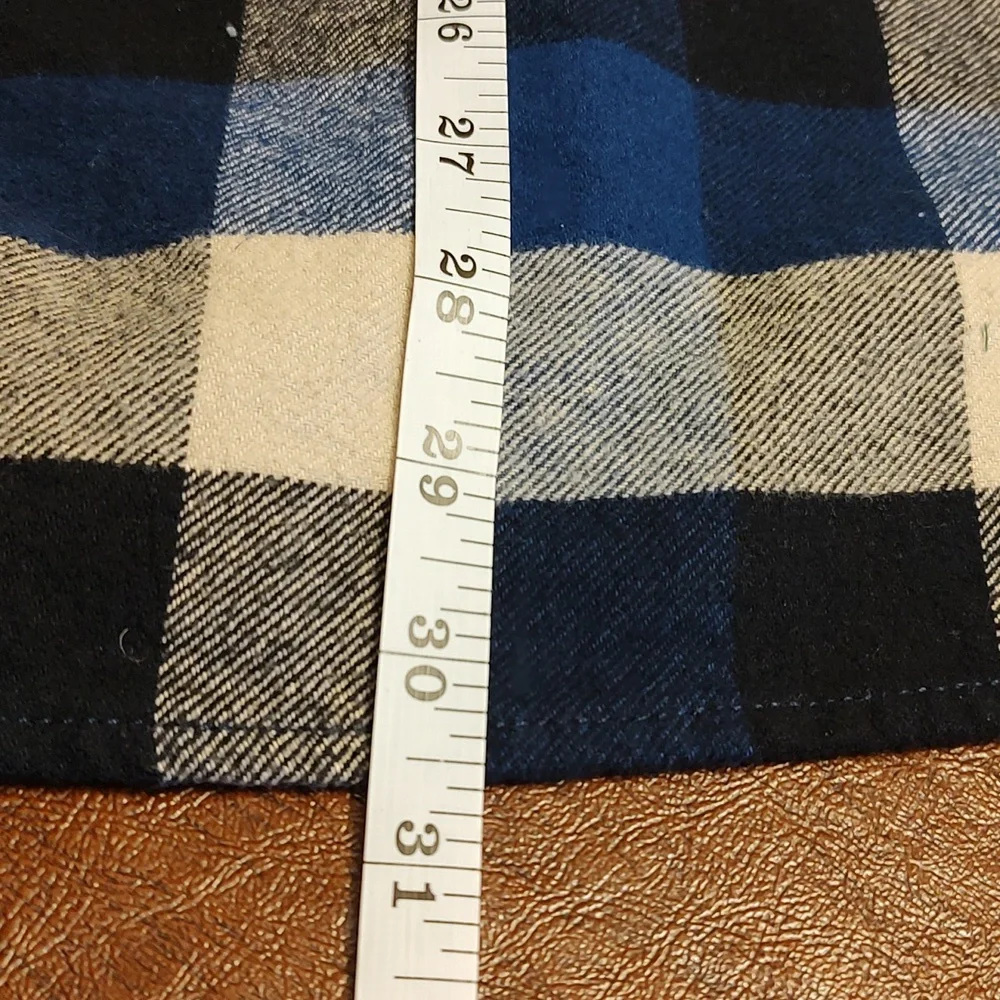 Plaid Flannel Shirt Jacket VTG JACHS 00s Blue Buffalo Shadow Plaid - Large - Picture 9 of 9